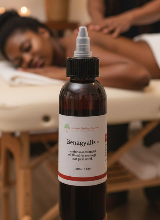 Carrier and essential oil blend for massage and pain relief